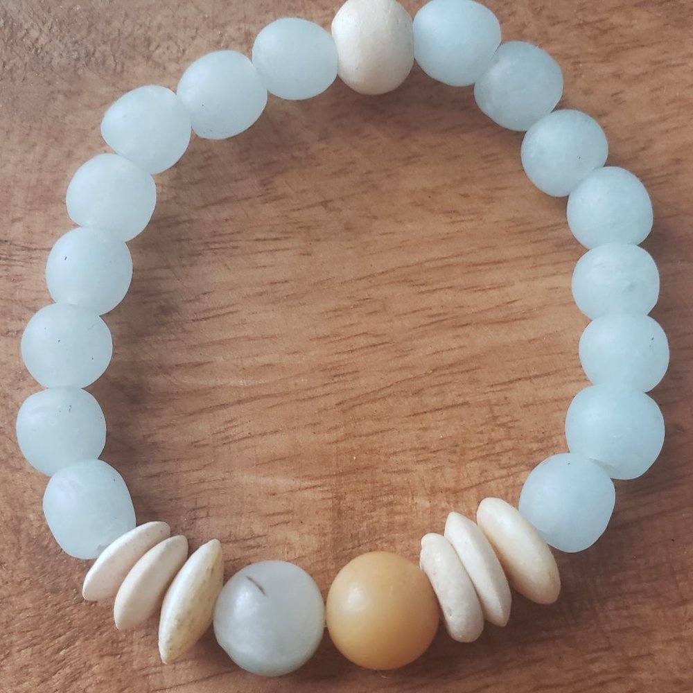 African Recycled Glass Stretch Beaded Bracelet